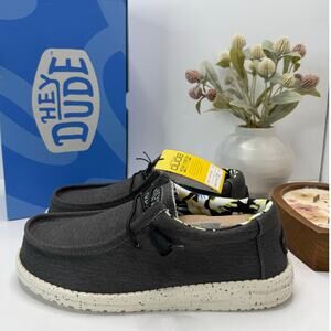 New Hey Dude Wally Stretch Canvas Slip-On Casual Loafers Black Men's 9 NWB